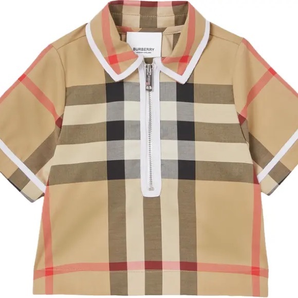 NEW WITH TAGS! Burberry Kids' Mini Thalia Check Stretch Cotton Zip Shirt 18M - Picture 1 of 4